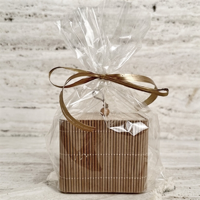 Bambusæske firkantet med 200 gram Luksus chokoladeblanding